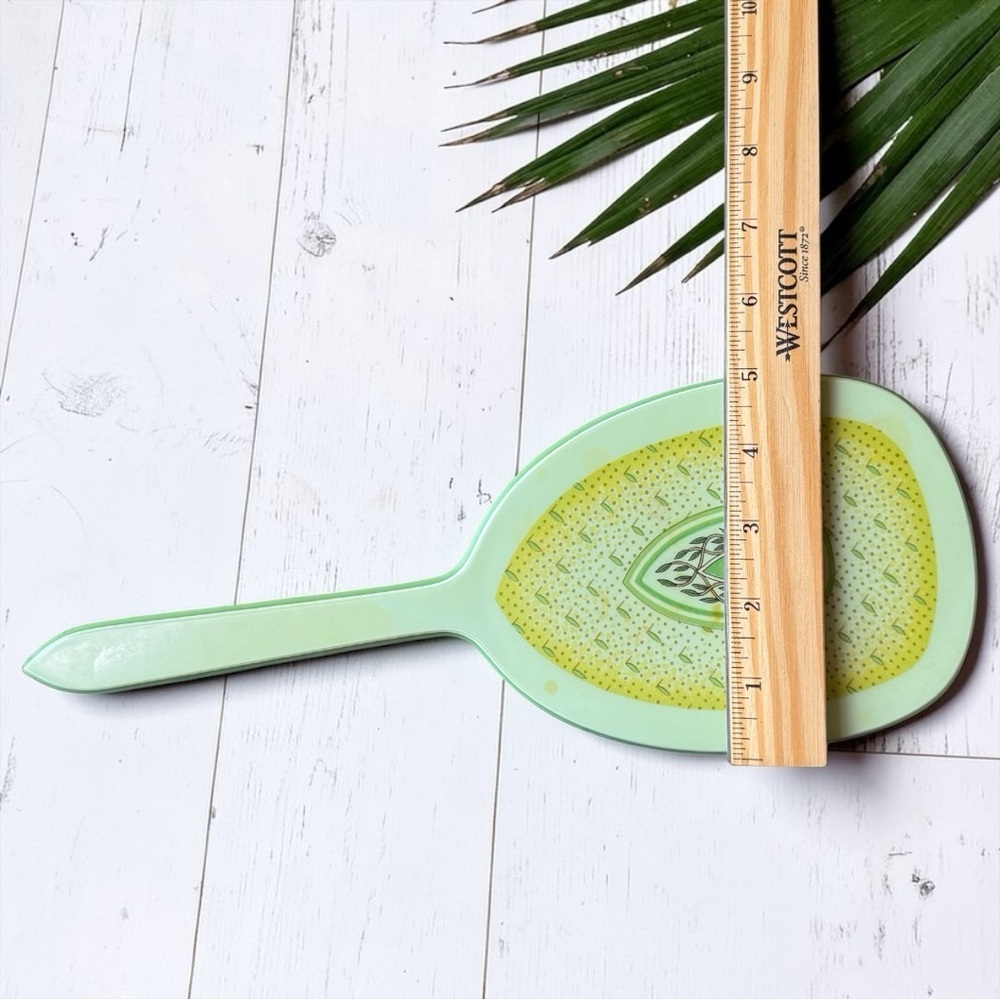 Vintage DuPont Lucite Hand Mirror Green Yellow Vanity Mirror Retro Table Mirror - Picture 7 of 13